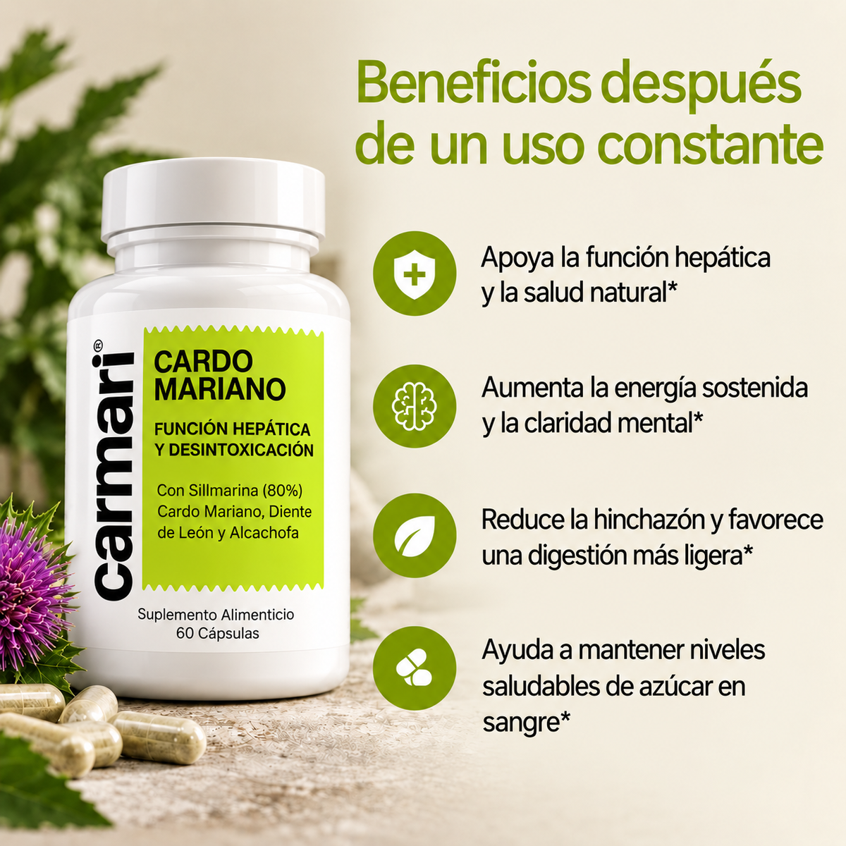 Carmari - Cardo Mariano para Apoyo Hepático y Detox