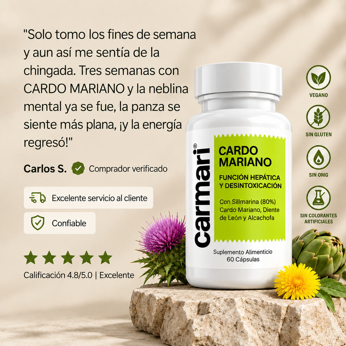 Carmari - Cardo Mariano para Apoyo Hepático y Detox
